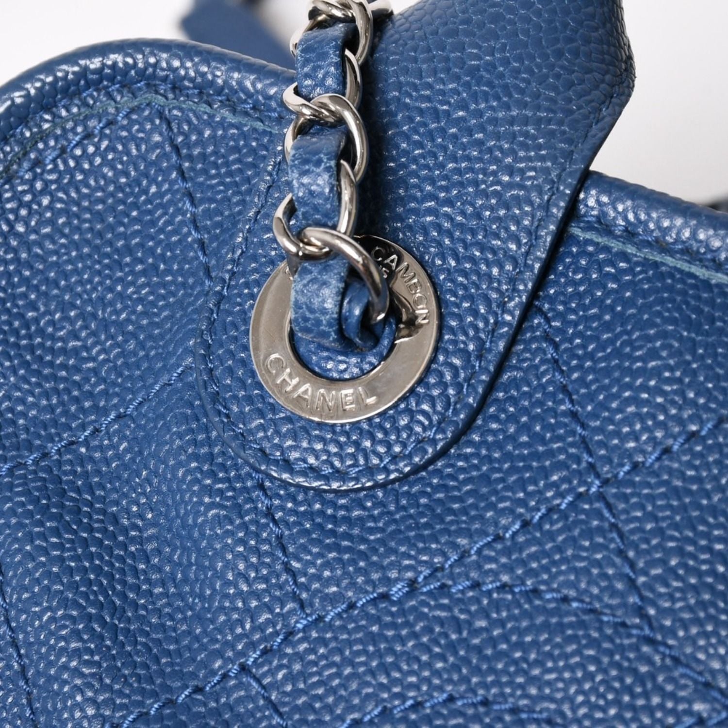 Chanel Deauville Line Chain Shoulder Bag CC Logo Caviar Leather Blue — view 7