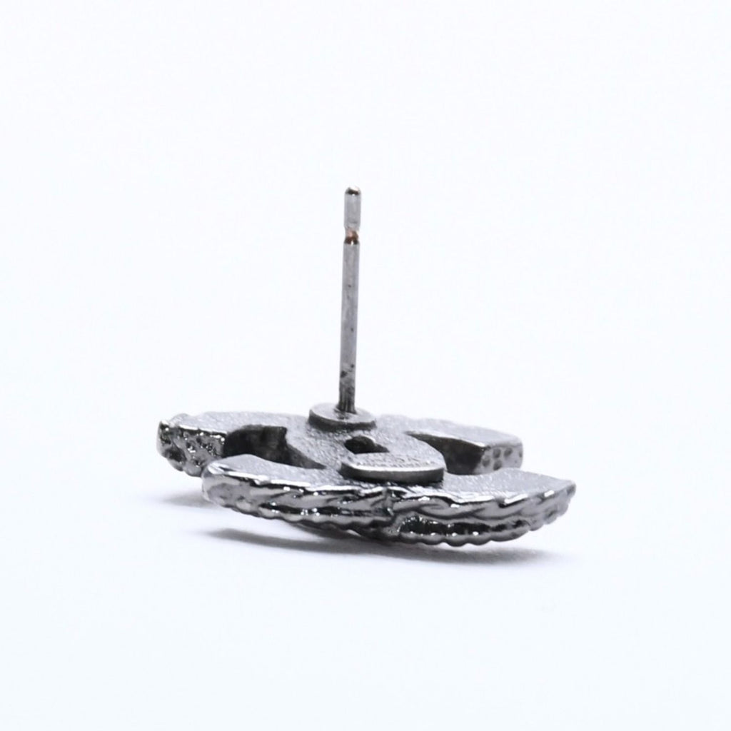 Chanel CC Logo Single Earrings 03 Metal Silver Black Clear — view 7