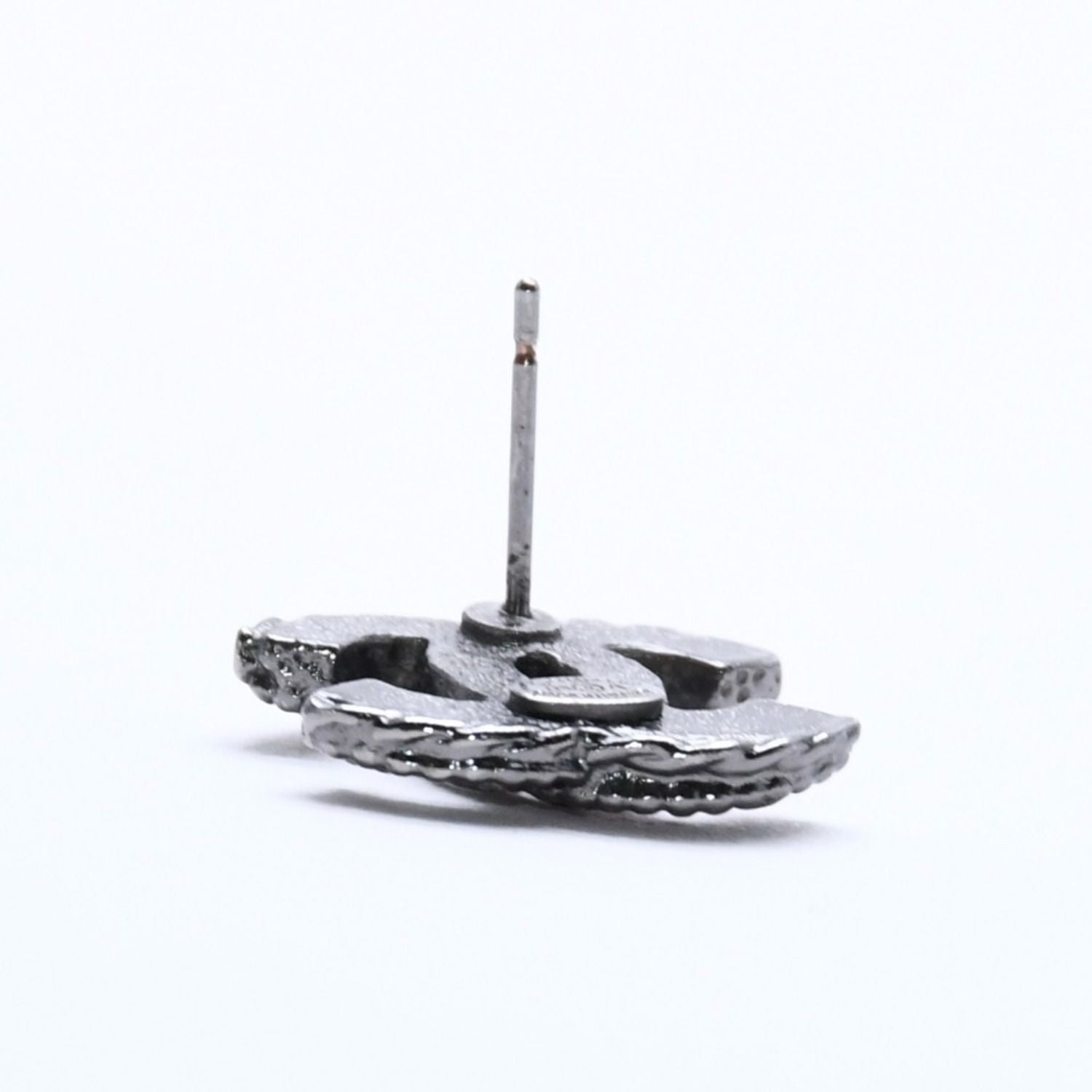 Chanel CC Logo Single Earrings 03 Metal Silver Black Clear — view 7