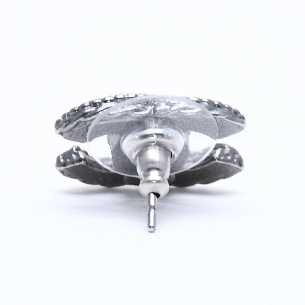 Chanel CC Logo Single Earrings 03 Metal Silver Black Clear — view 4