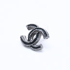 Chanel CC Logo Single Earrings 03 Metal Silver Black Clear — view 2