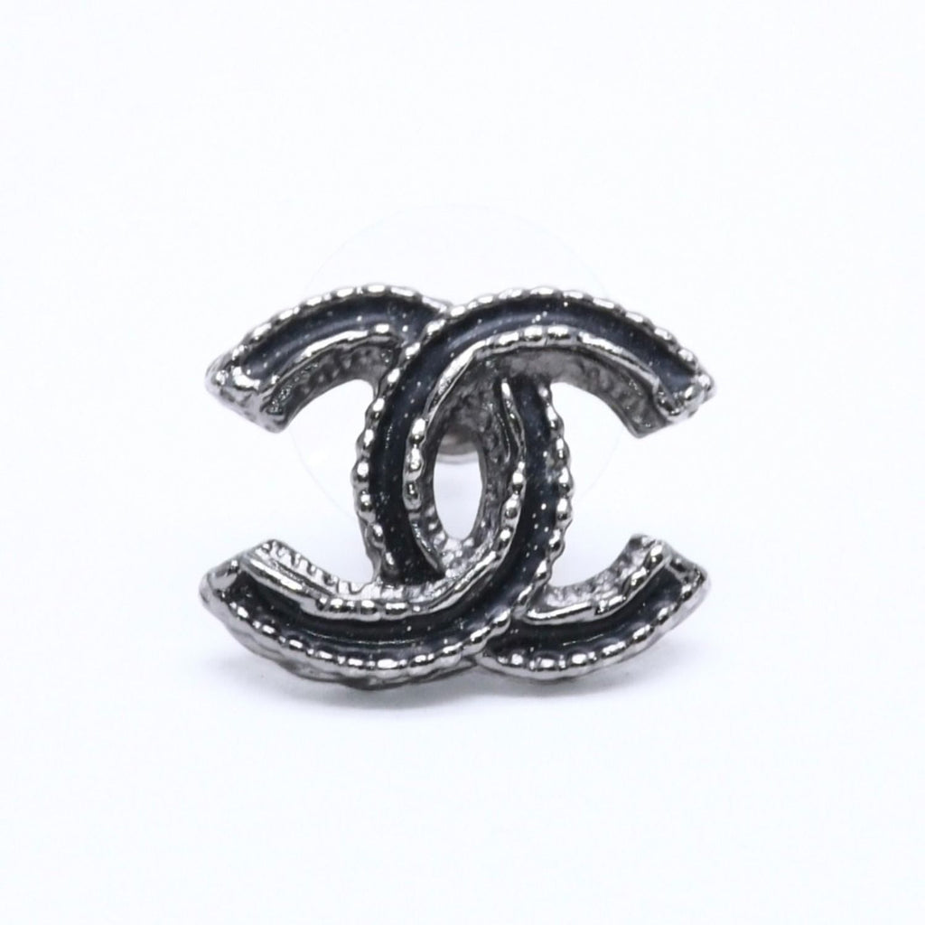 Chanel CC Logo Single Earrings 03 Metal Silver Black Clear