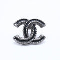 Chanel CC Logo Single Earrings 03 Metal Silver Black Clear