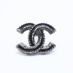 Chanel CC Logo Single Earrings 03 Metal Silver Black Clear