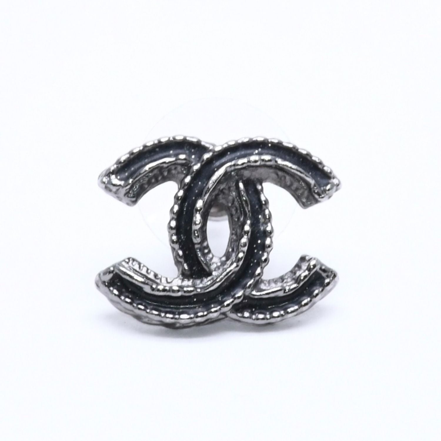 Chanel CC Logo Single Earrings 03 Metal Silver Black Clear