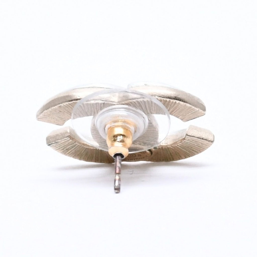 Chanel CC Logo Single Earrings Metal Silver Gold Bicolor — view 5
