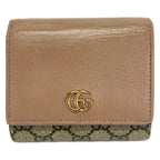 Gucci Bifold Wallet GG Marmont Beige Ivory Dark Gray Leather