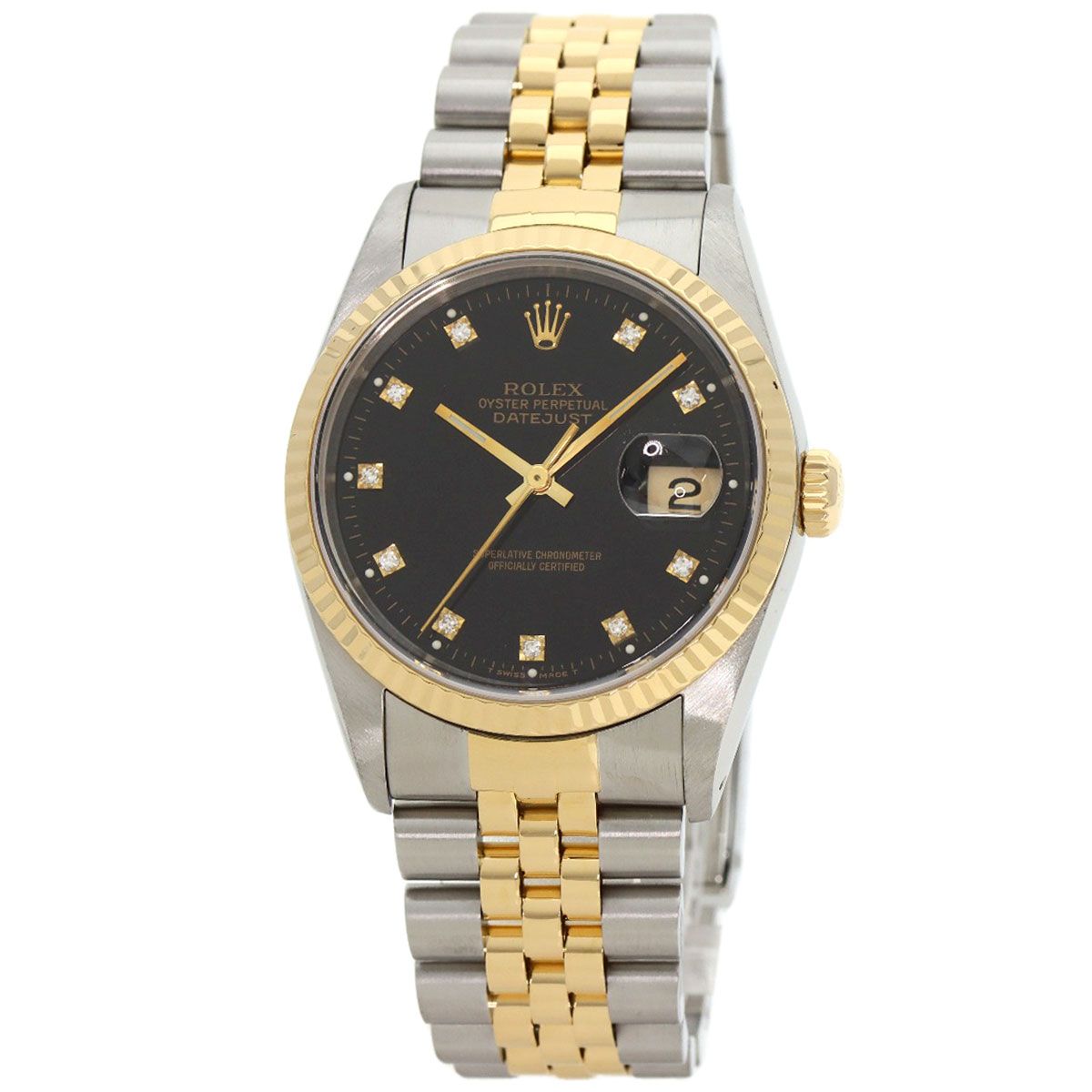Rolex Datejust Diamond Watch SS Yellow Gold