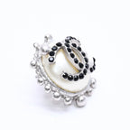 Chanel Earrings CC Logo Rhinestone Pearl 02 Silver — view 3