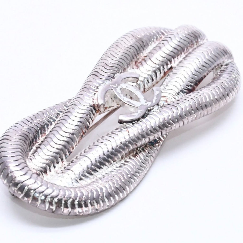Chanel CC Logo Brooch Rope Motif 97 Metal Silver — view 3