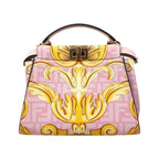 Fendi Fendace Shoulder Bag Peekaboo Mini Leather Pink White — view 2