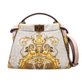 Fendi Fendace Shoulder Bag Peekaboo Mini Leather Pink White