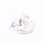 Chanel Single Earrings CC Logo Silver White 01 — view 3