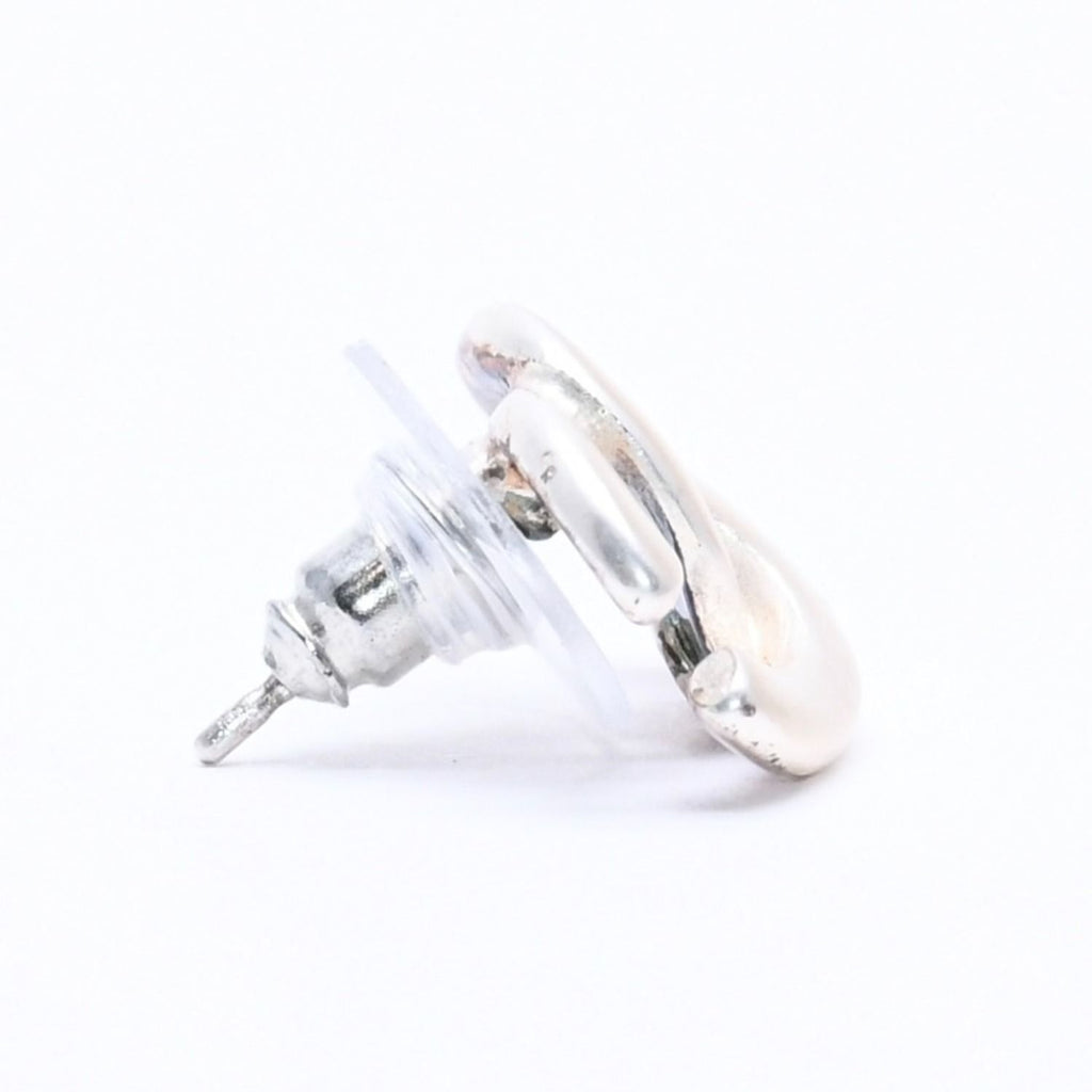 Chanel Single Earrings CC Logo Silver White 01 — view 4