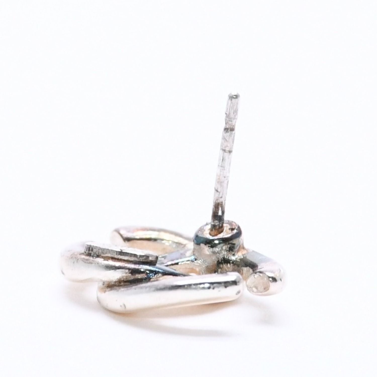 Chanel Single Earrings CC Logo Silver White 01 — view 7