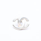 Chanel Single Earrings CC Logo Silver White 01