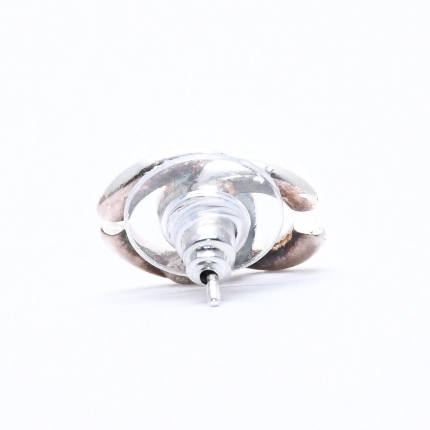 Chanel Single Earrings CC Logo Silver White 01 — view 5