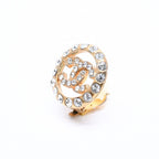 Chanel CC Logo Earrings Metal Rhinestone Gold Clear — view 2