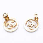 Chanel CC Logo Earrings Metal Rhinestone Gold Clear — view 6