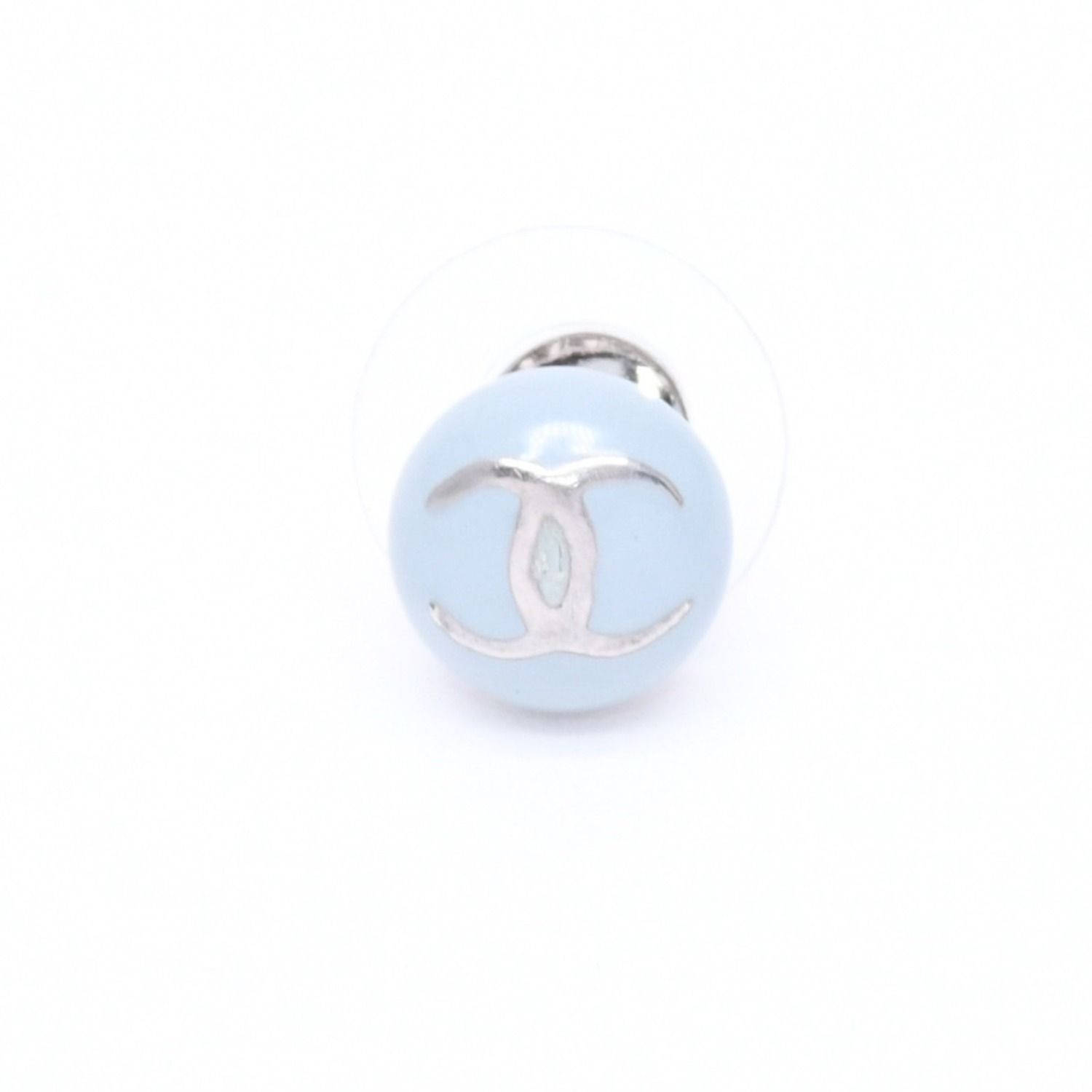 Chanel Single Earrings CC Logo Light Blue Mini 03