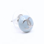 Chanel Single Earrings CC Logo Light Blue Mini 03 — view 3