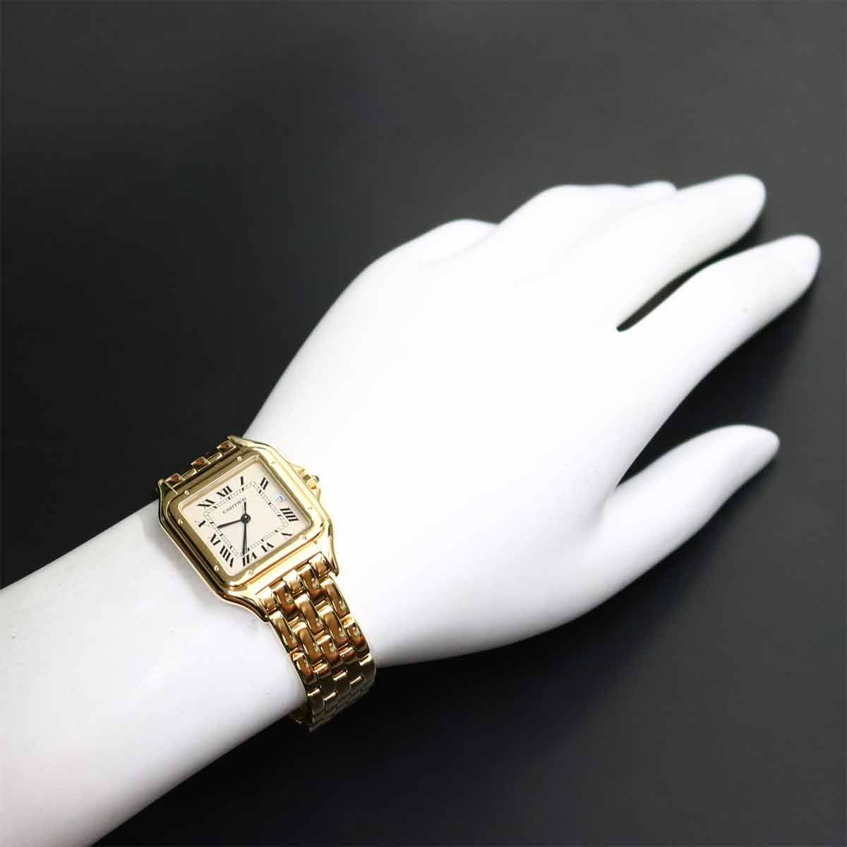 Cartier Panthere MM Date Boys Watch Ivory 18k Yellow Gold Quartz — view 3