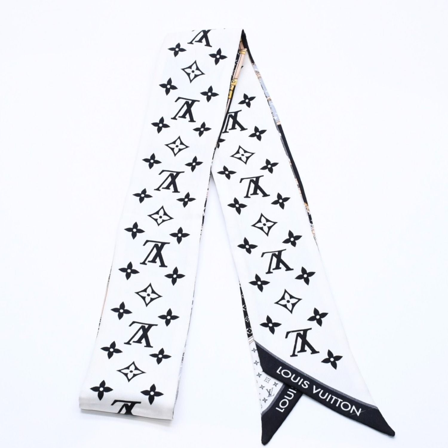 Louis Vuitton Scarf Bandeau BB Monogram Let's Go White Black Yellow — view 3