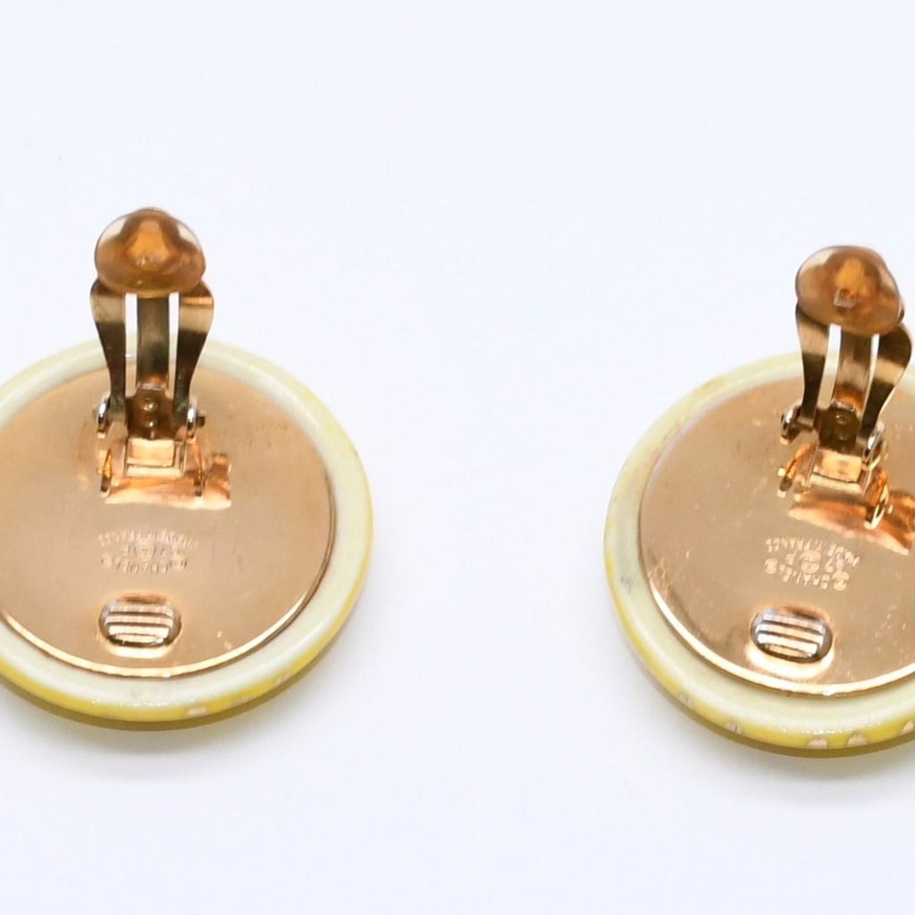 Chanel CC Logo Earrings 97 Resin Metal Gold Yellow — view 6