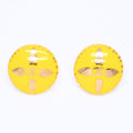 Chanel CC Logo Earrings 97 Resin Metal Gold Yellow