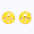 Chanel CC Logo Earrings 97 Resin Metal Gold Yellow