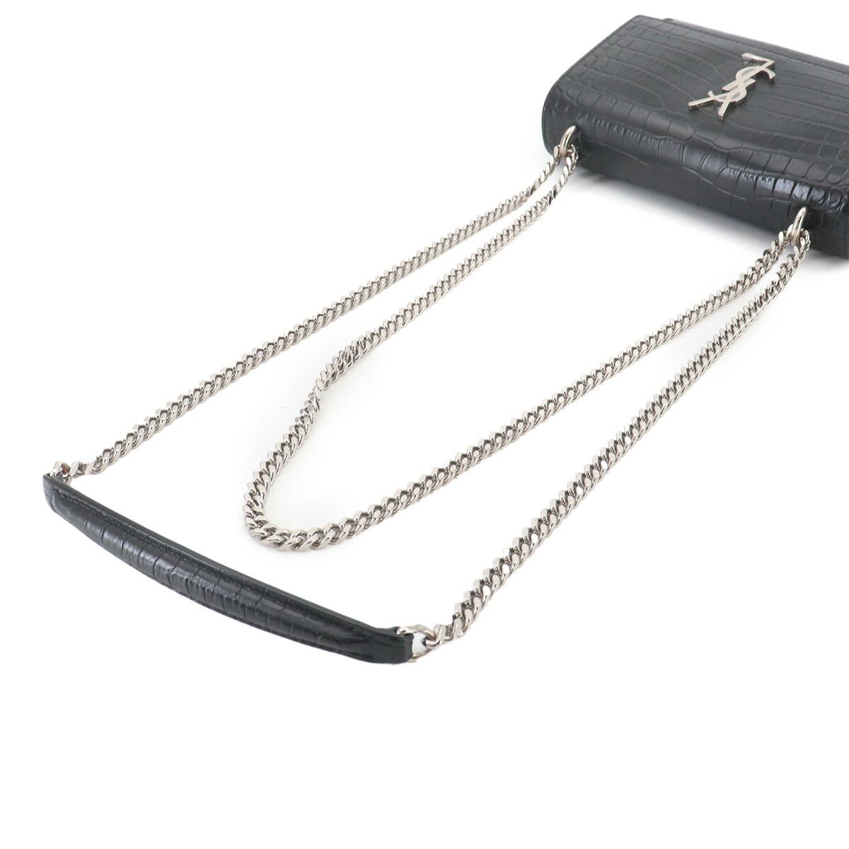 Saint Laurent Sunset Mini Chain Wallet Bifold Croco Shoulder — view 5