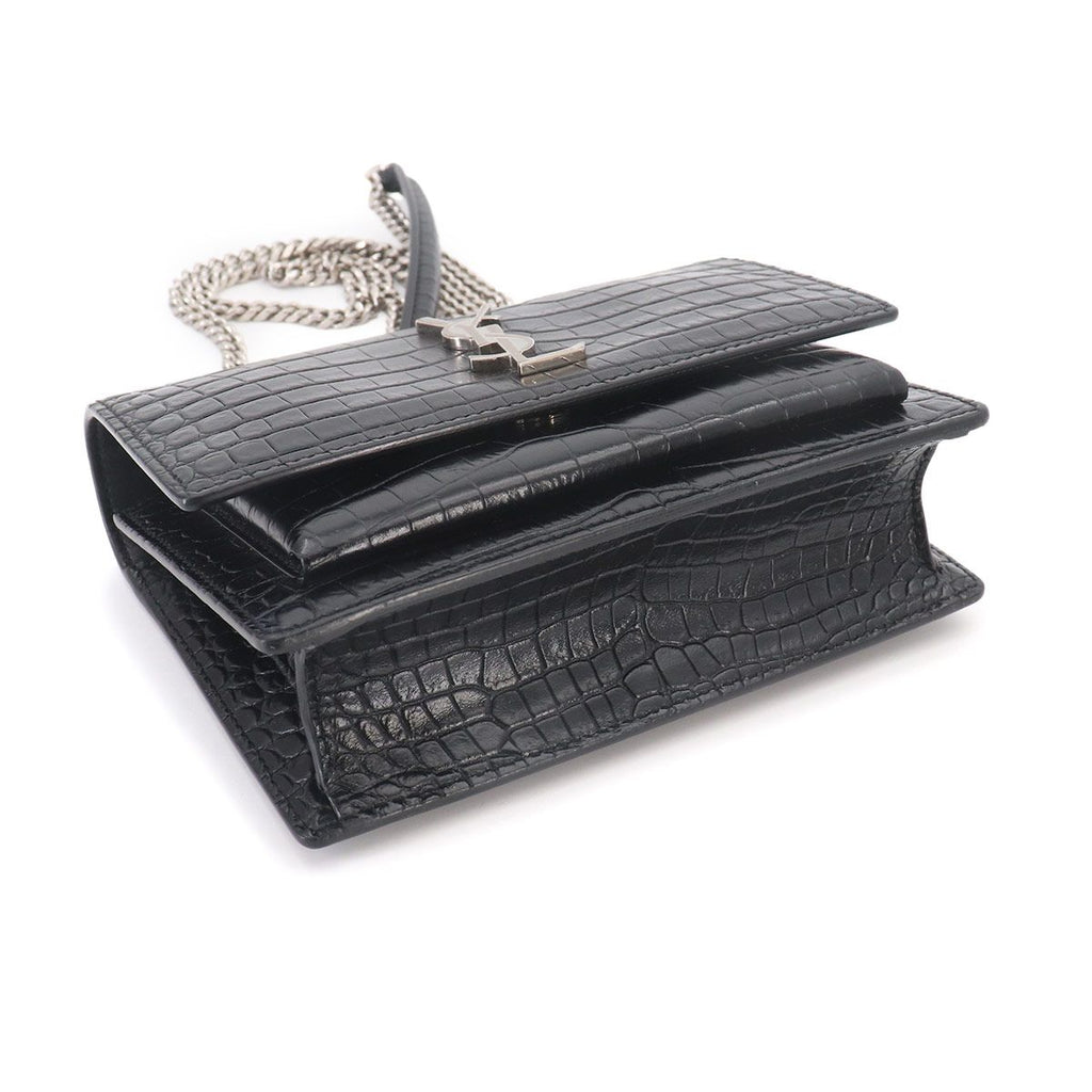 Saint Laurent Sunset Mini Chain Wallet Bifold Croco Shoulder — view 4