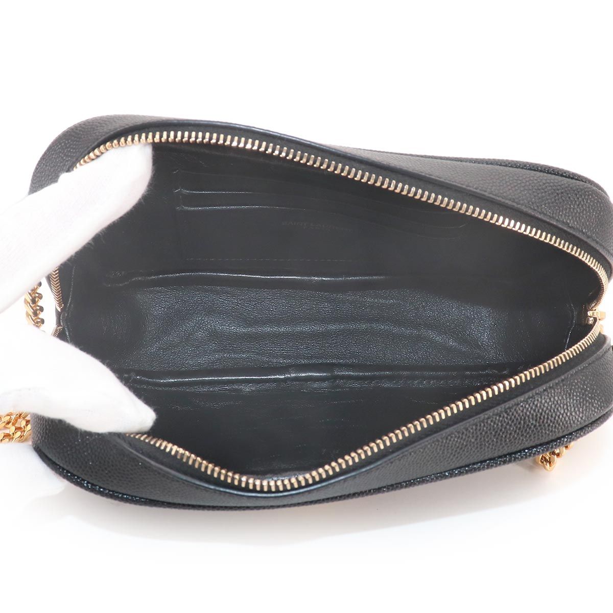 Saint Laurent Lou Chain Shoulder Bag Leather Black — view 6
