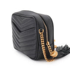 Saint Laurent Lou Chain Shoulder Bag Leather Black — view 3