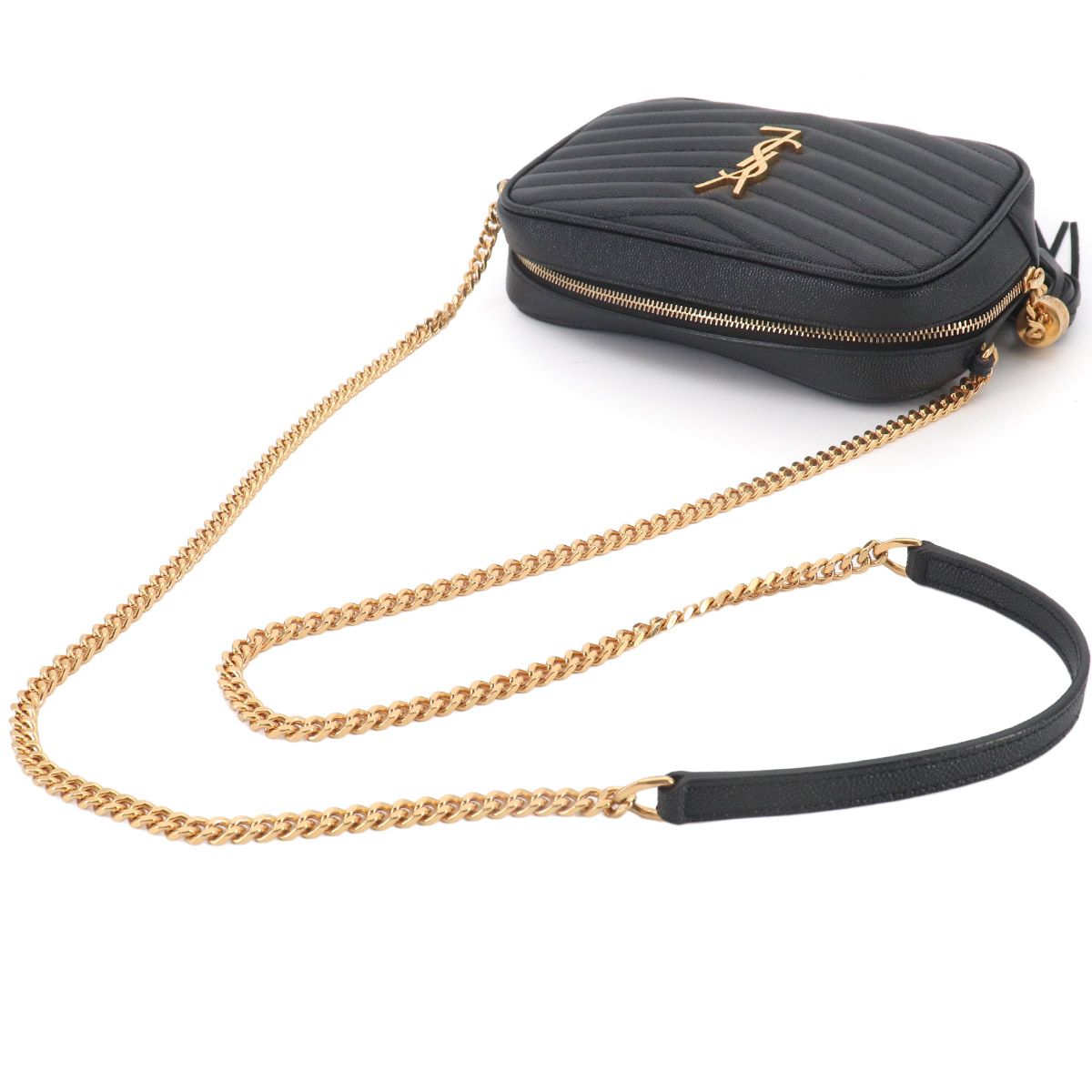 Saint Laurent Lou Chain Shoulder Bag Leather Black — view 5