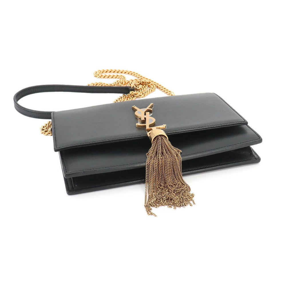 Saint Laurent Kate Chain Wallet Bifold Leather Black Shoulder — view 4