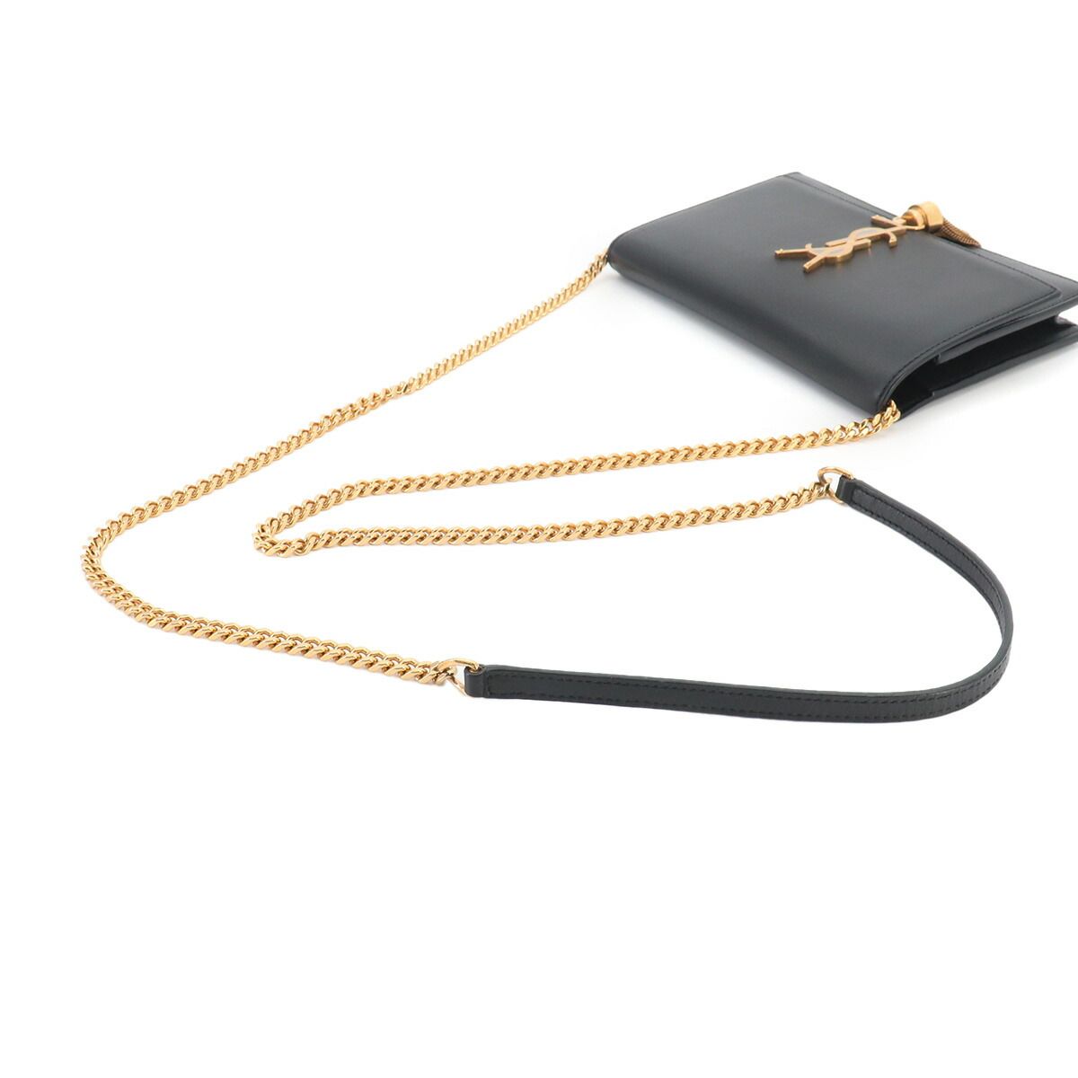 Saint Laurent Kate Chain Wallet Bifold Leather Black Shoulder — view 5