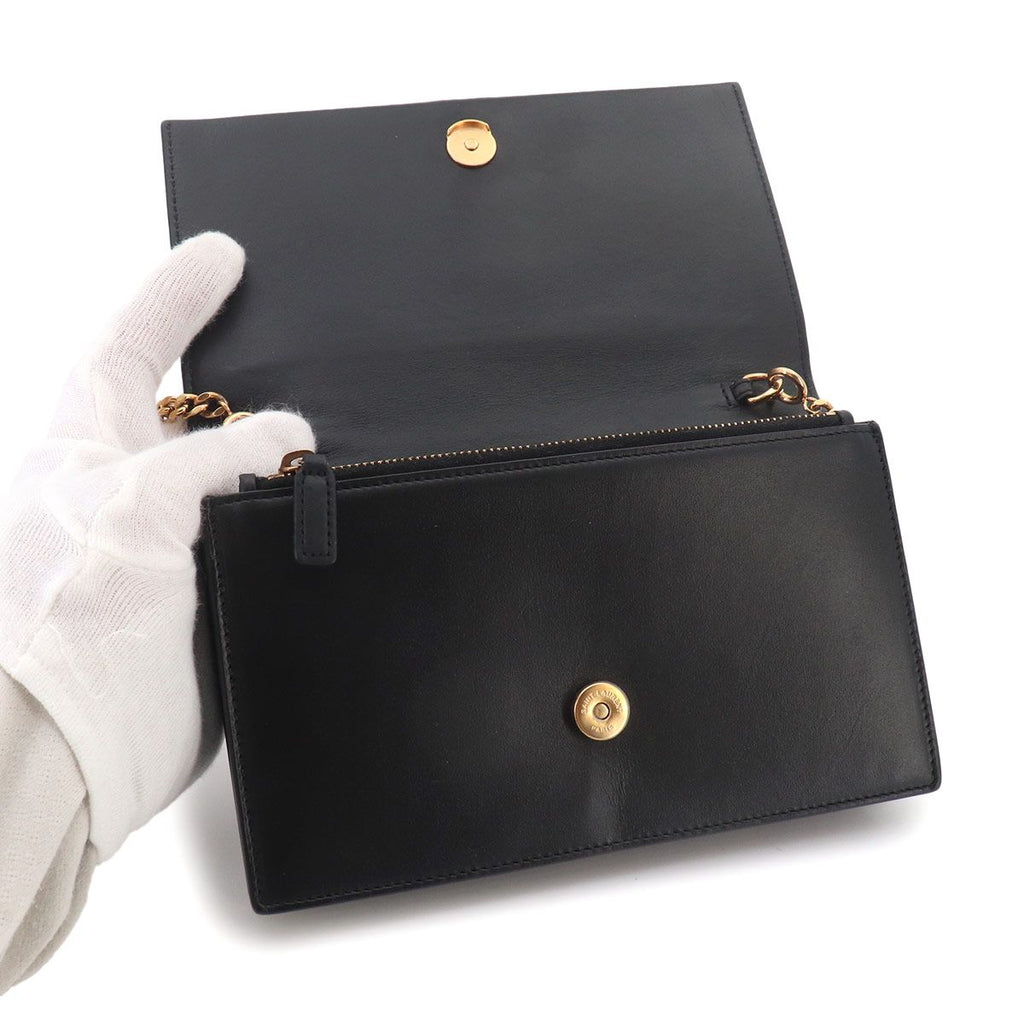 Saint Laurent Kate Chain Wallet Bifold Leather Black Shoulder — view 7