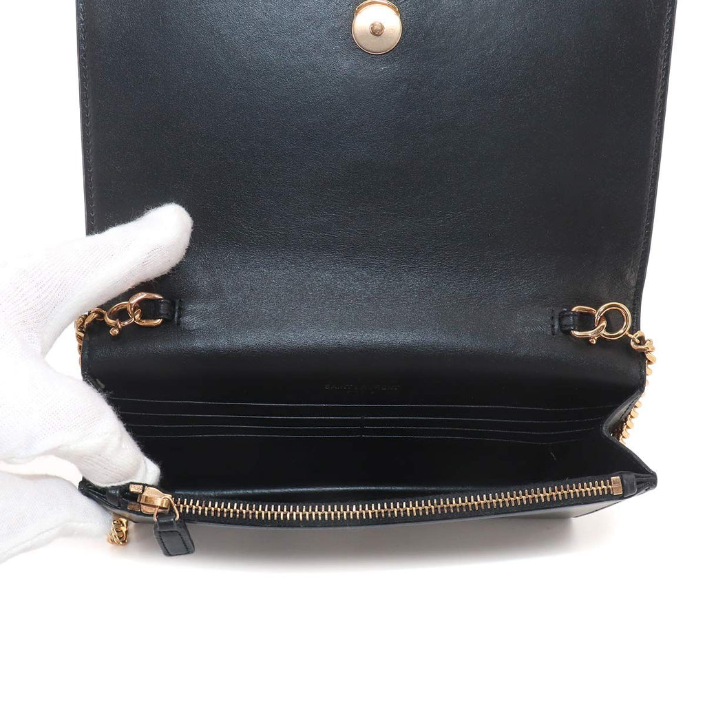 Saint Laurent Kate Chain Wallet Bifold Leather Black Shoulder — view 6