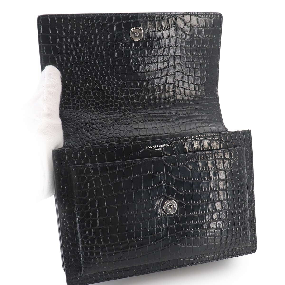 Saint Laurent Sunset Chain Shoulder Bag Croco — view 6