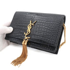 Saint Laurent Kate Chain Wallet Bifold Croco Shoulder — view 9