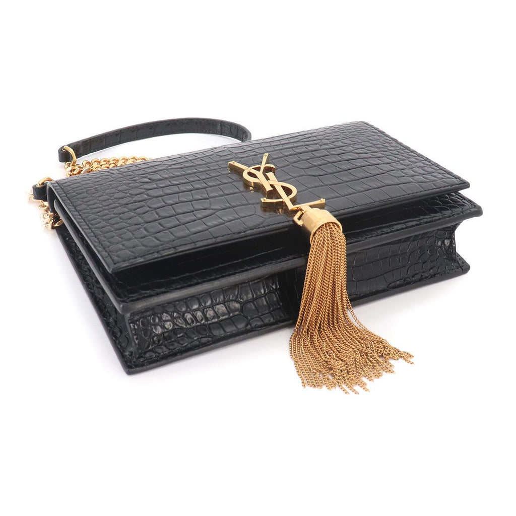 Saint Laurent Kate Chain Wallet Bifold Croco Shoulder — view 4