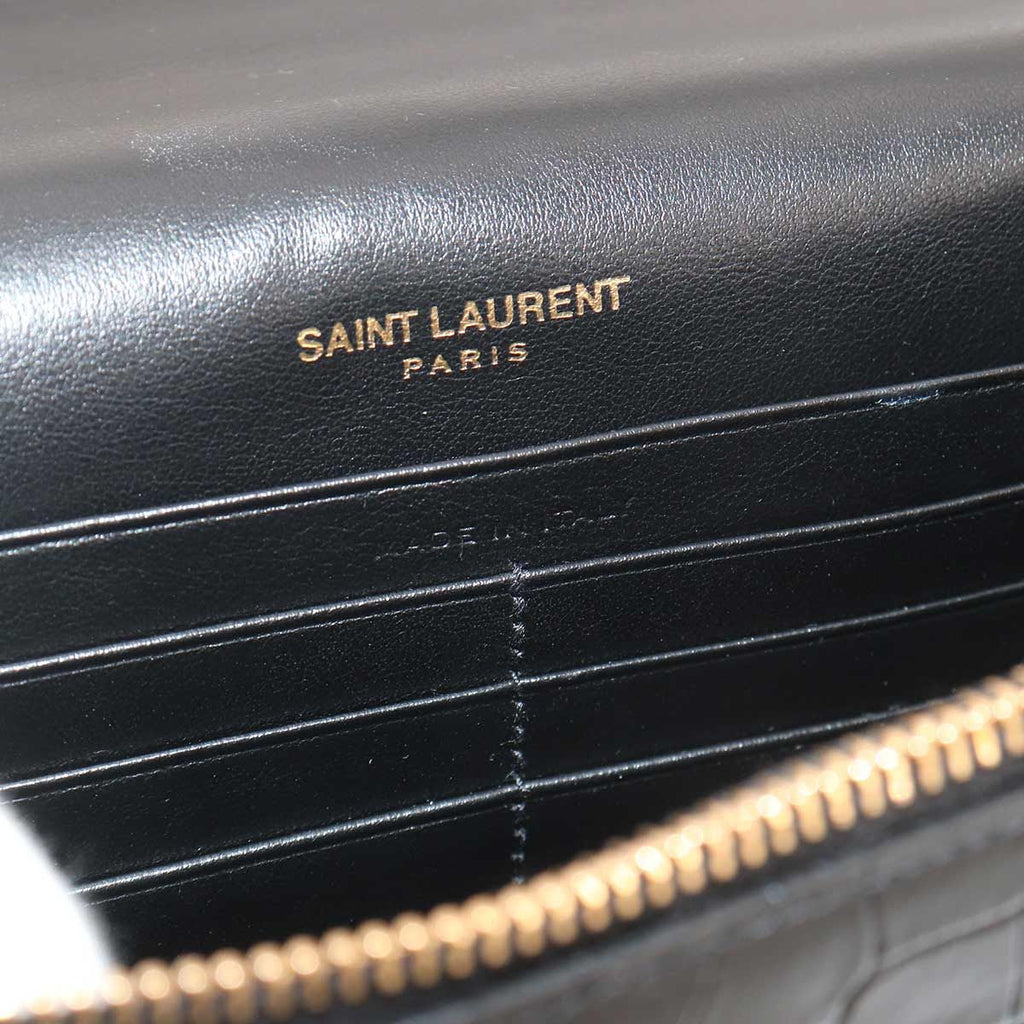 Saint Laurent Kate Chain Wallet Bifold Croco Shoulder — view 8