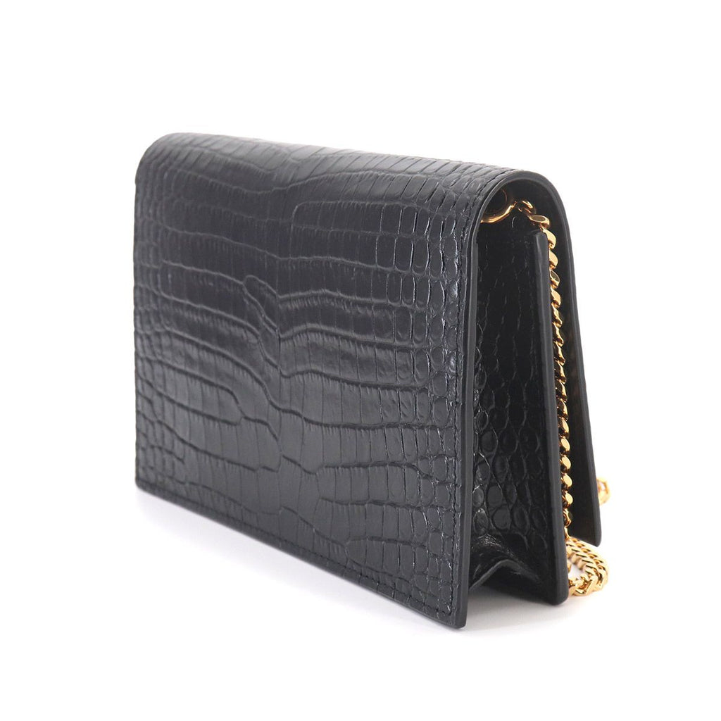 Saint Laurent Kate Chain Wallet Bifold Croco Shoulder — view 3