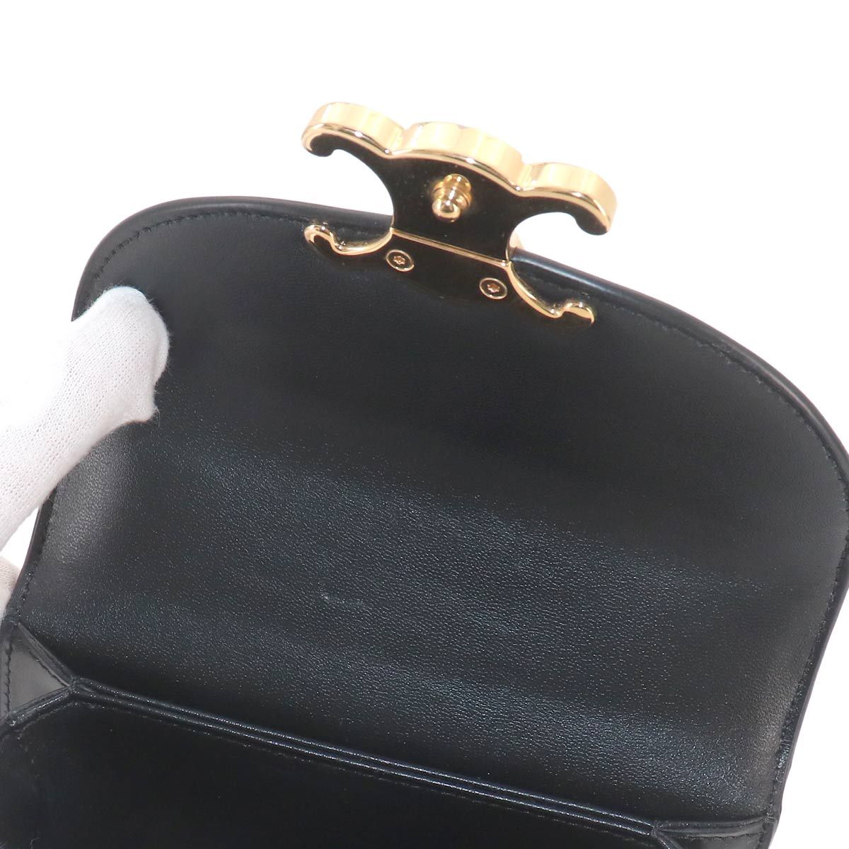 Celine Triomphe Mini Besace Clair 2-Way Bag Leather Black — view 8