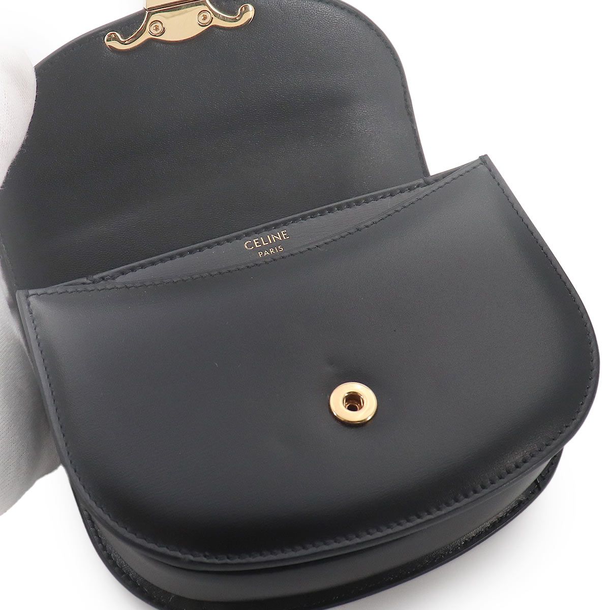 Celine Triomphe Mini Besace Clair 2-Way Bag Leather Black — view 6