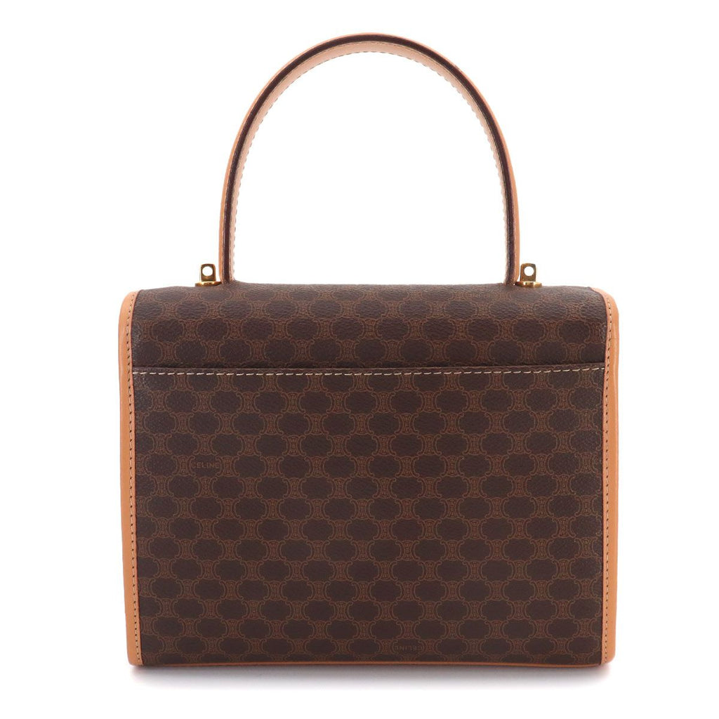 Celine Macadam Pattern 2-Way Bag Leather Brown Gold Vintage — view 2