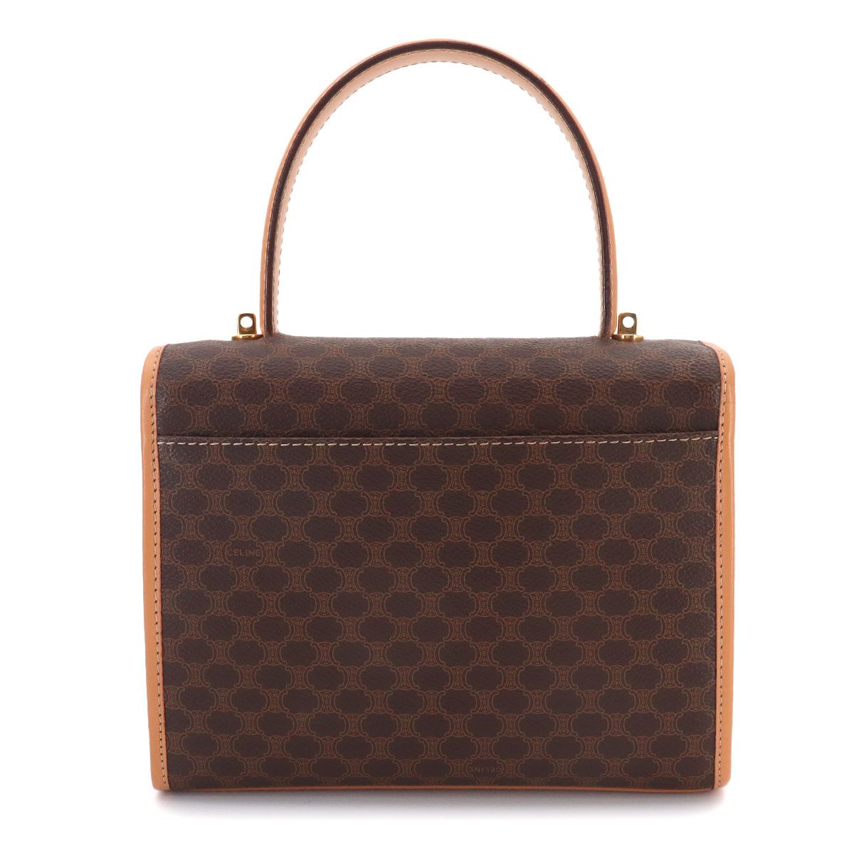Celine Macadam Pattern 2-Way Bag Leather Brown Gold Vintage — view 2