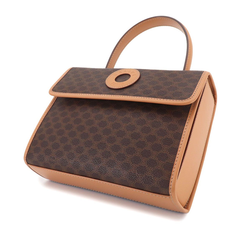 Celine Macadam Pattern 2-Way Bag Leather Brown Gold Vintage — view 9