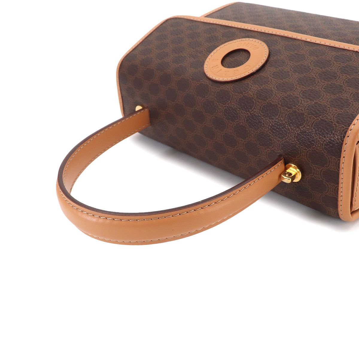 Celine Macadam Pattern 2-Way Bag Leather Brown Gold Vintage — view 5